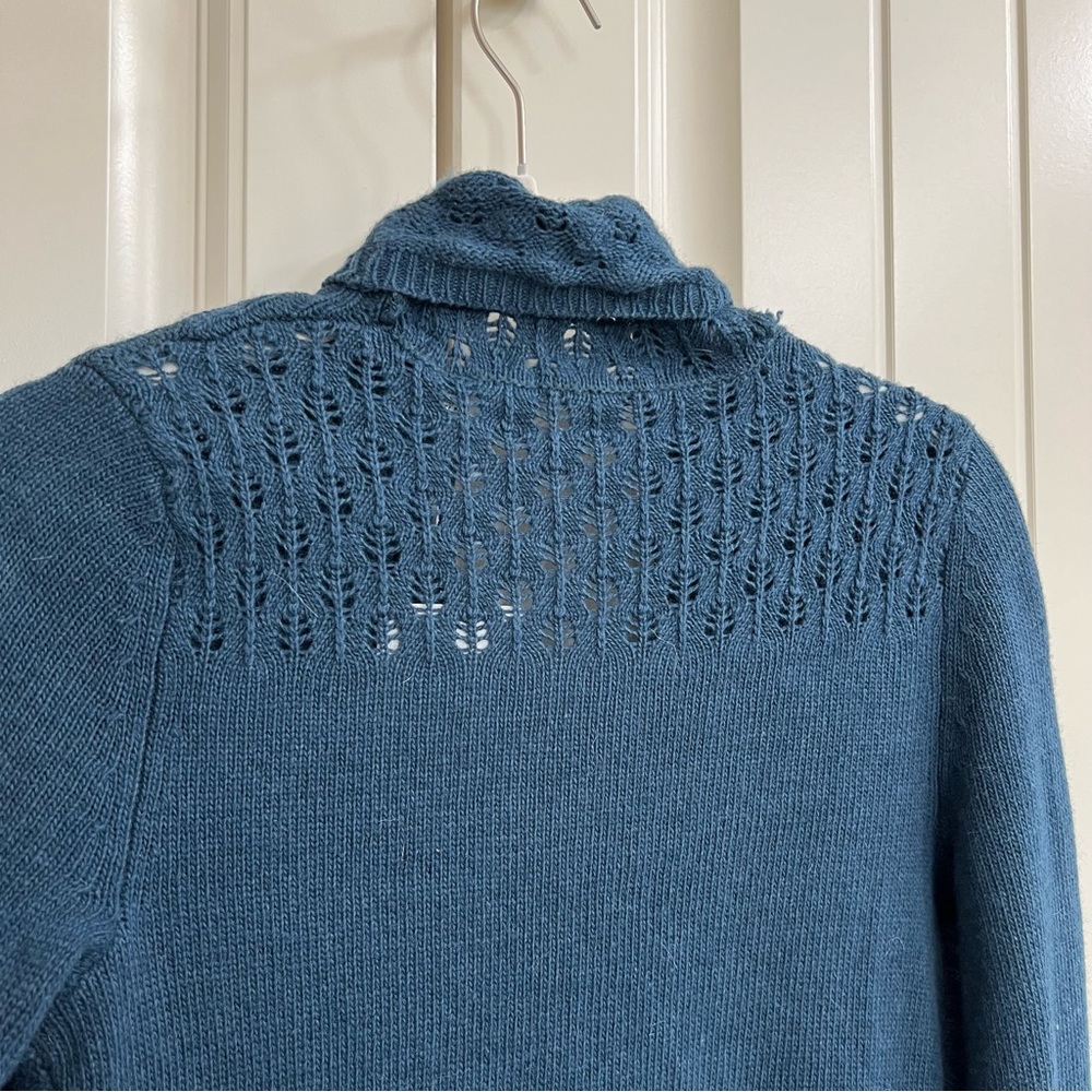Anthropologie Scalloped Flutter Cardigan in Teal, Size XS - Picture 6 of 6